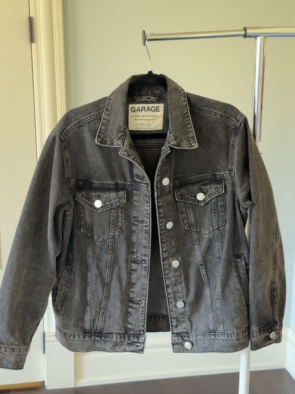 GARAGE Oversized Washed Black Denim Jacket